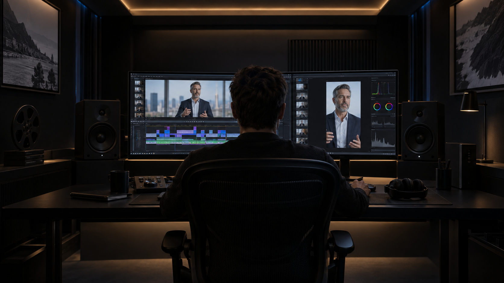 Ein Dreh, alle Kanäle: Welche Videoformate du für Website, Social Media und Messe brauchst 4 Editor bearbeitet Querformat und Hochformat am Schnittplatz