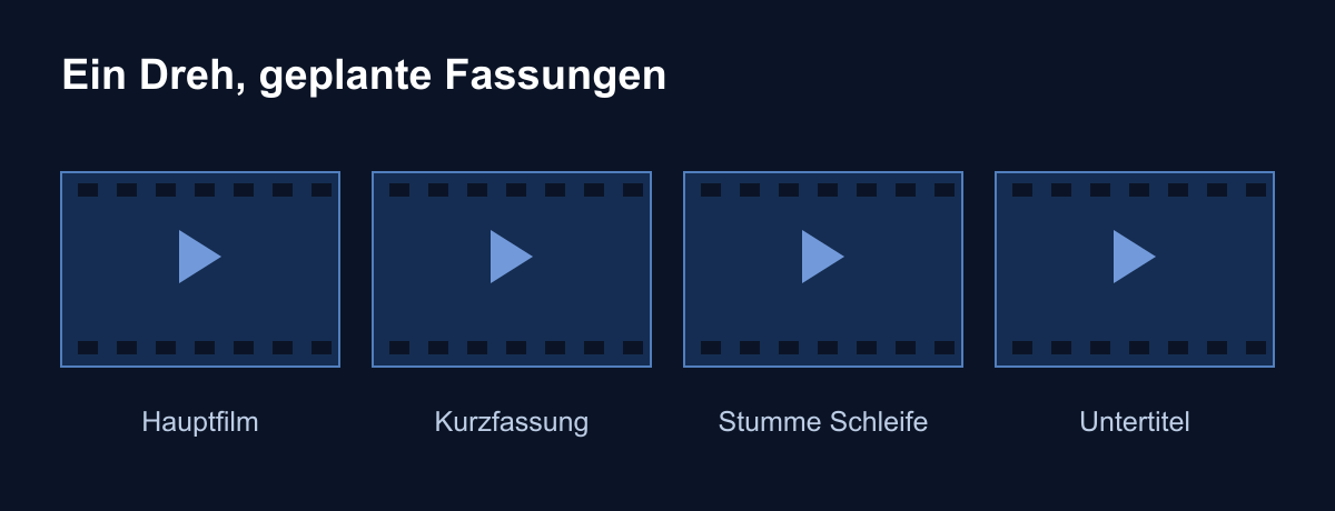 Ein Dreh, alle Kanäle: Welche Videoformate du für Website, Social Media und Messe brauchst 5 Vier geplante Videofassungen