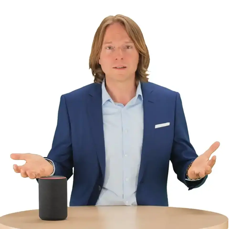 a man in a blue suit