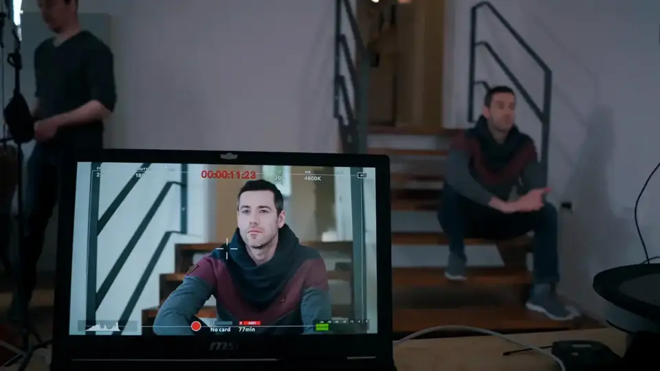 a man on a laptop